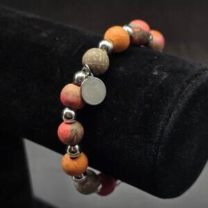 Jilzara Pink Coral Clay Beaded Stretch Bracelet Costume Jewelry Summer